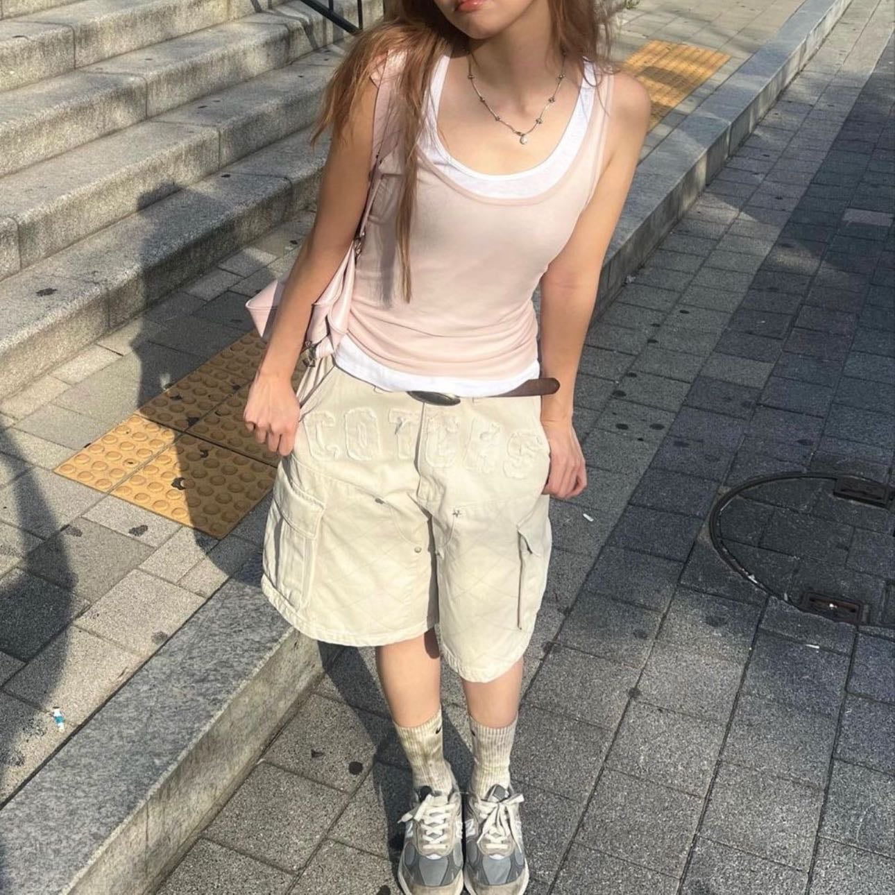 double tank beige jorts