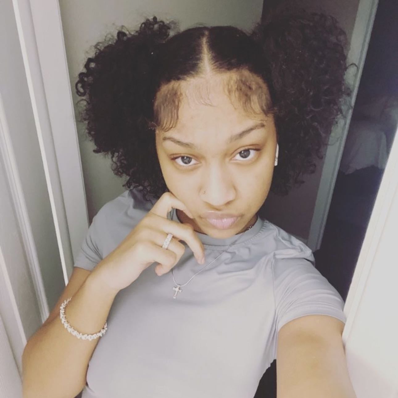 half up / down puffs (front)