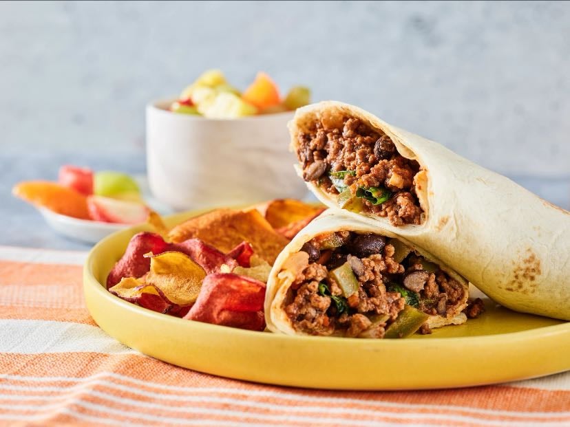 Whole Wheat Wrap With Lean Ground Beef And Veggie