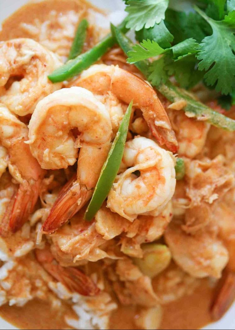 Shrimp With Coconut Rice And Spices