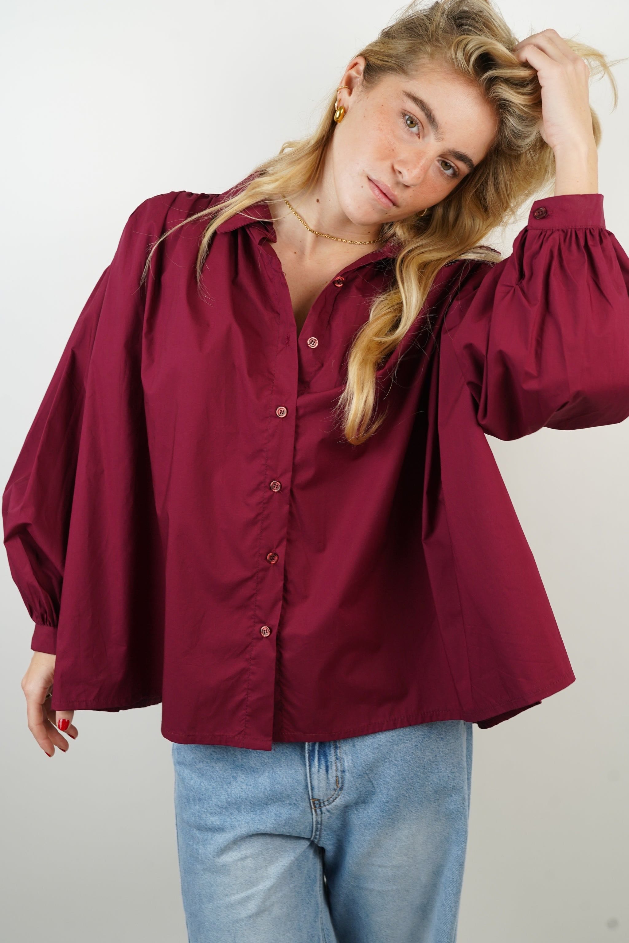 Chemise coton Lou bordeaux - Ava Be