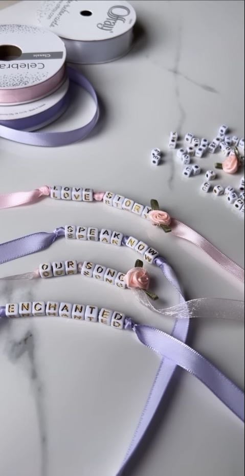 Ribbon tie bracelet making
