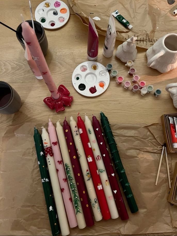 Wax candle painting