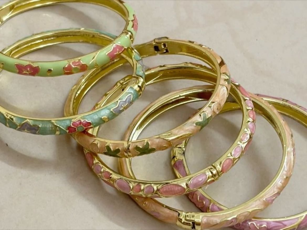 Colorful gold bangles