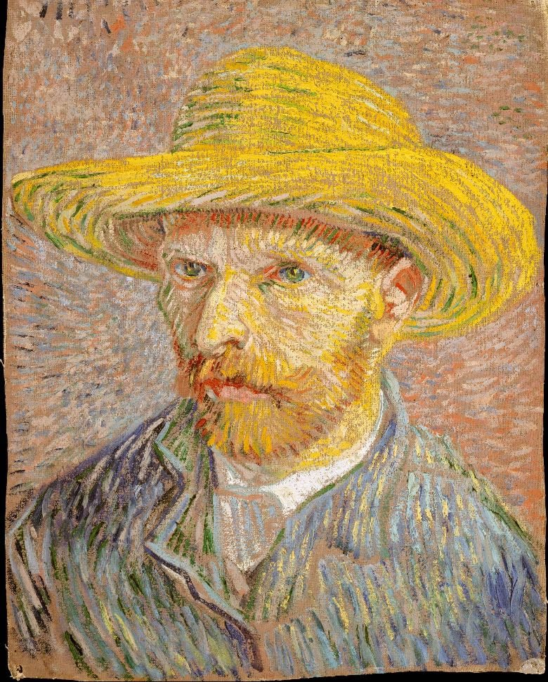 vincent van gogh- self portrait with a straw hat
