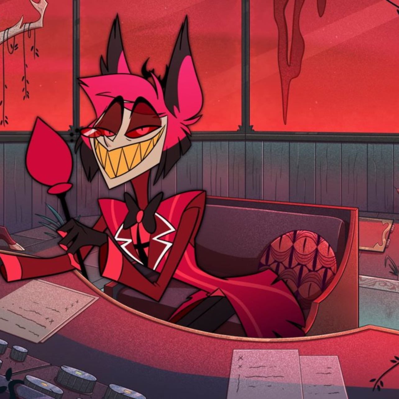 Alastor (Hazbin Hotel) - interesting that one of our few canon aroace representations is a cannibalistic serial killer