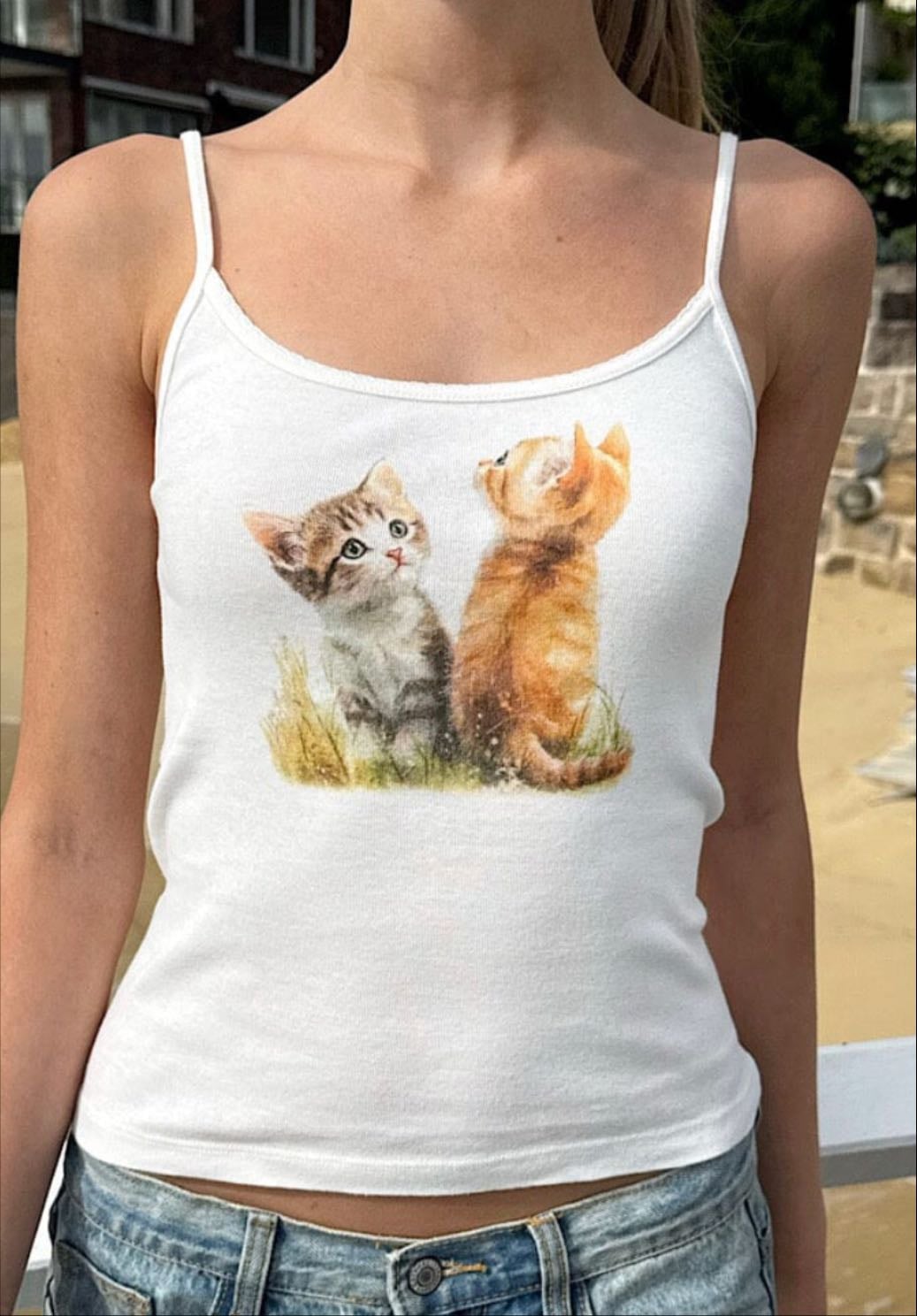 Skylar Kittens Scalloped Tank - $18.00