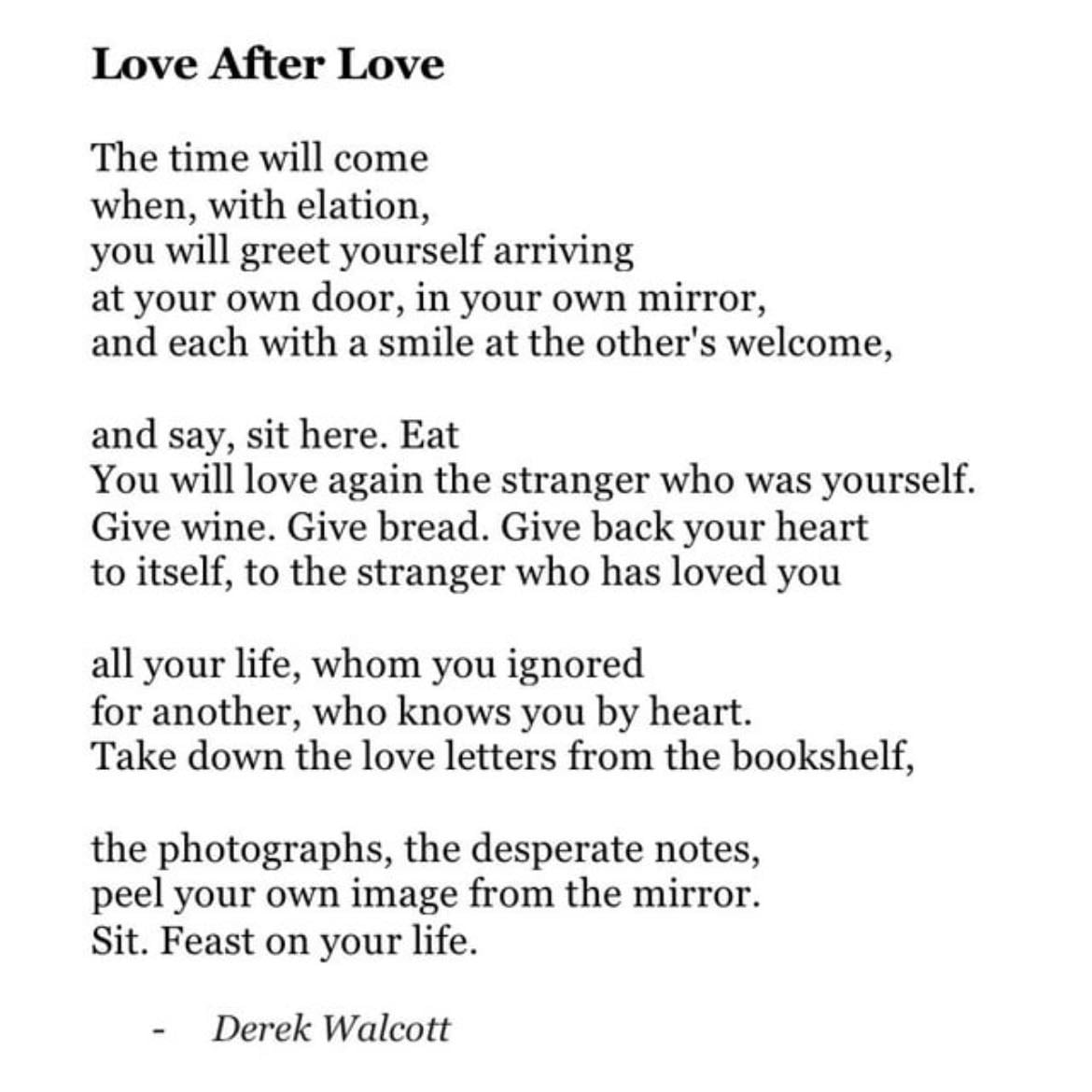 Love After Love by Derek Walcott - All Poetry