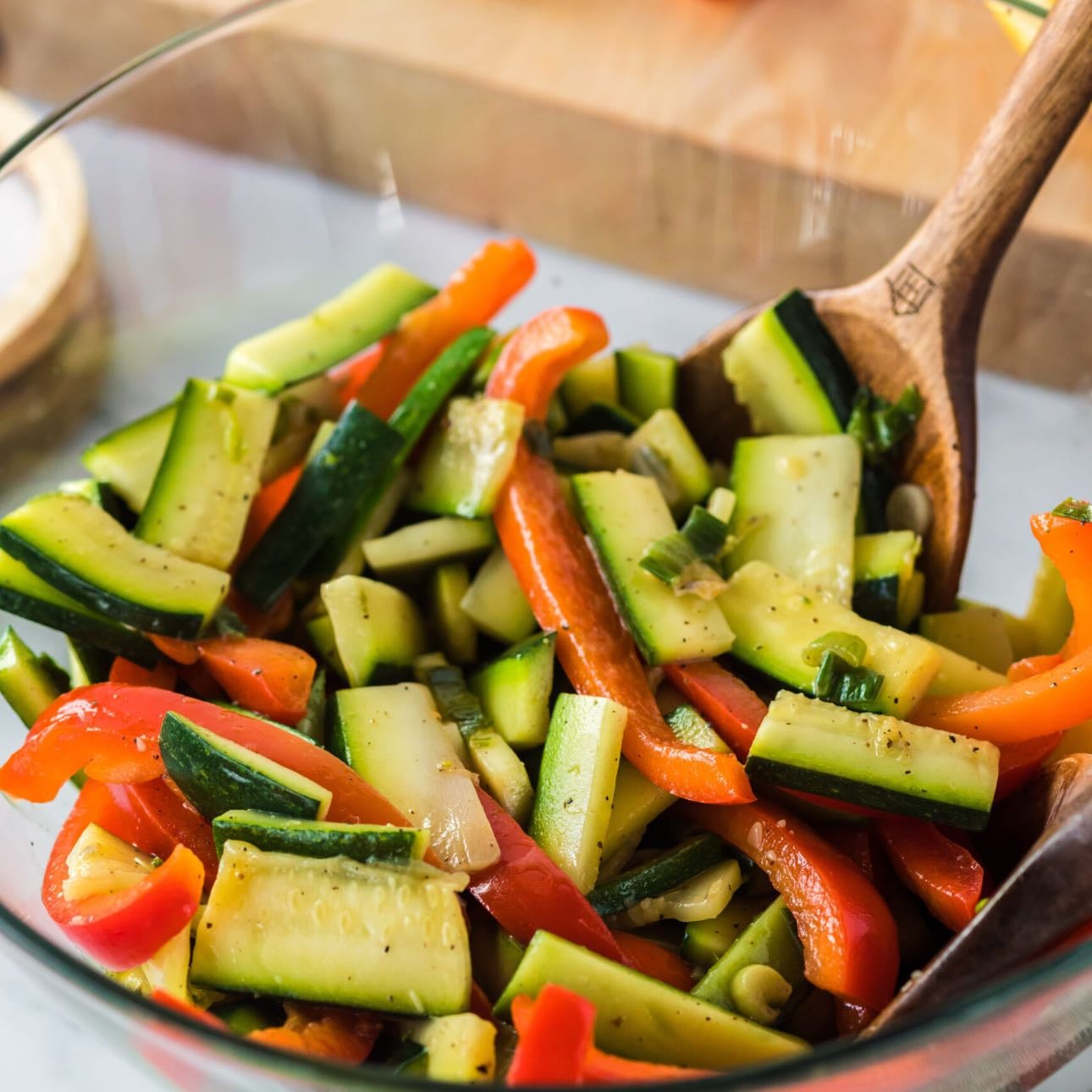 Zucchini, bell peppers, and carrots