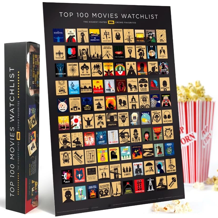IMDb Top 100 movies Scratch Off - Poster
