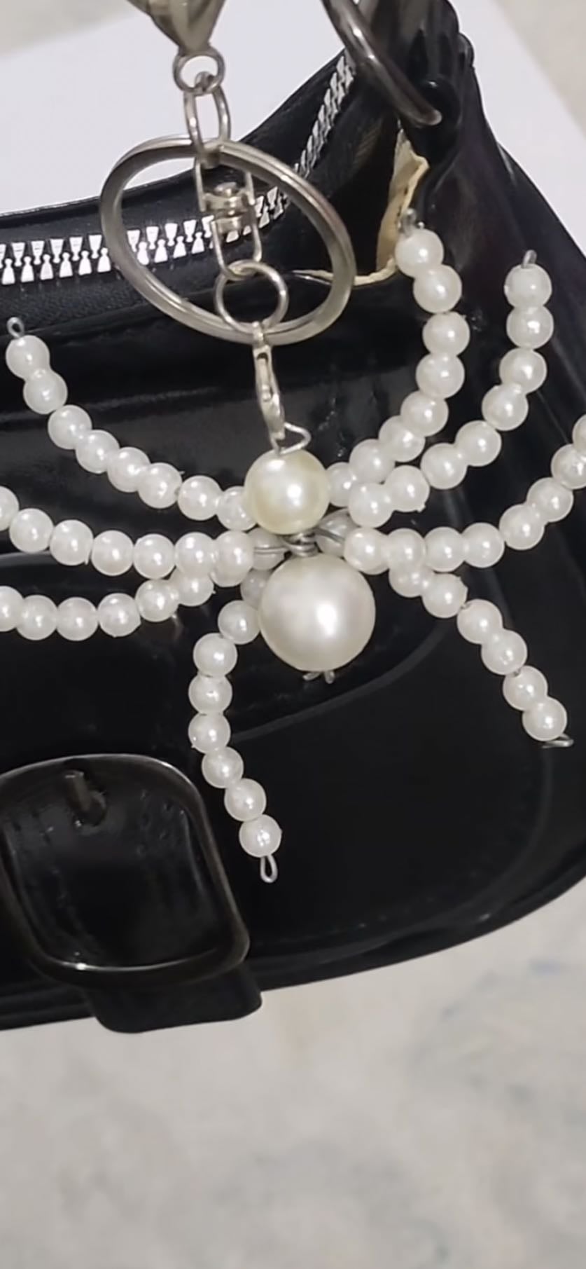 Spider pearl bag charm