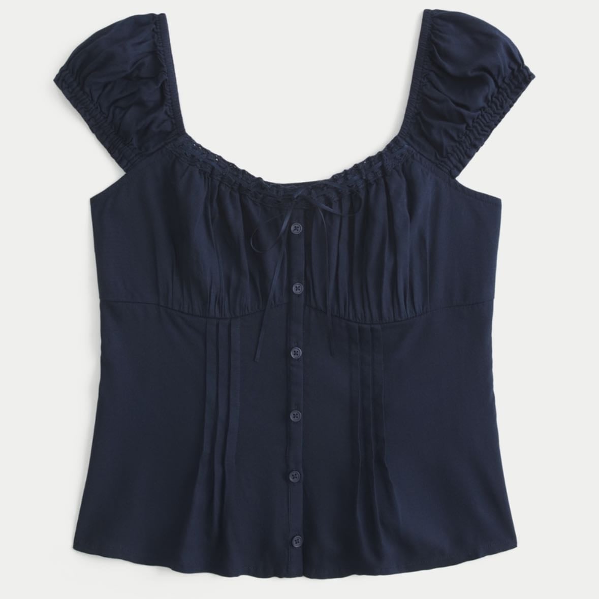 Off-the-shoulder pintuck blouse