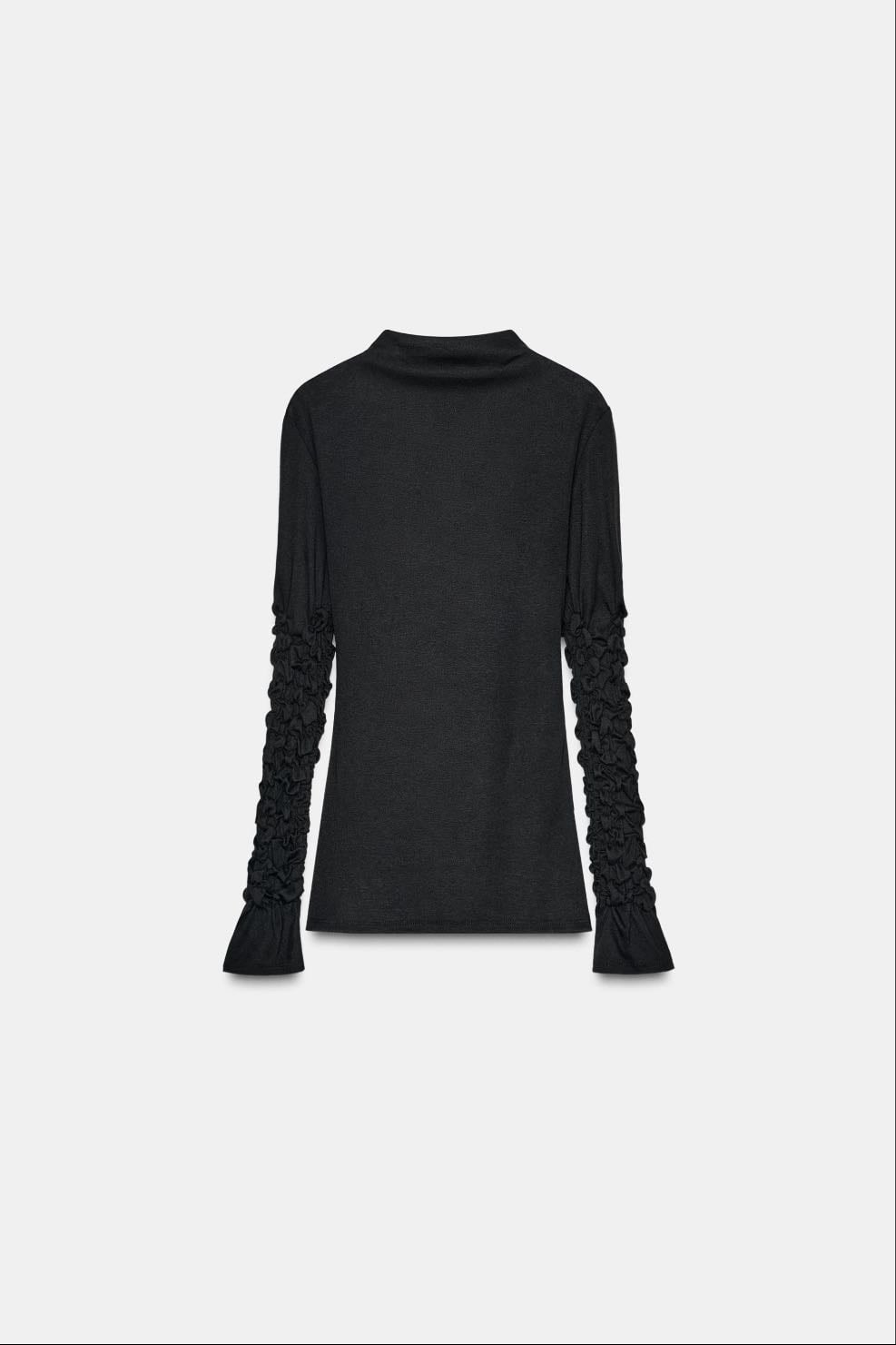 top noir col cheminée manches longues - Zara