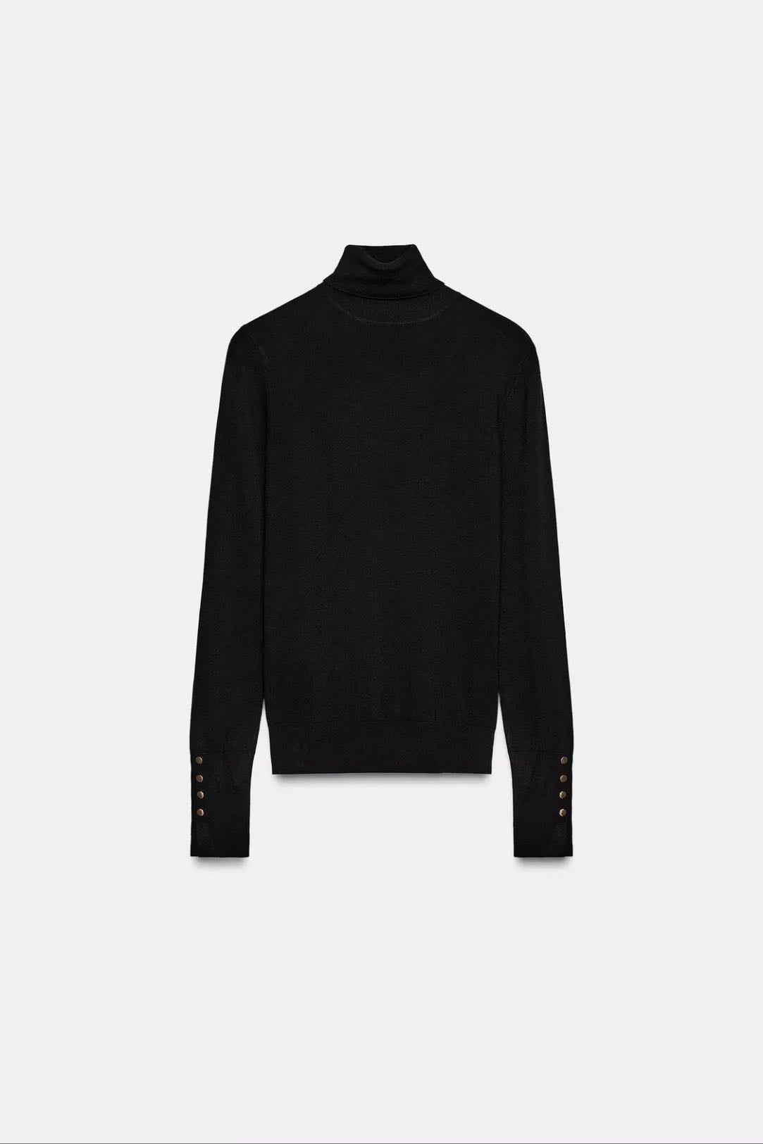 pull basique en maille col roulé noir €25.95 - Zara