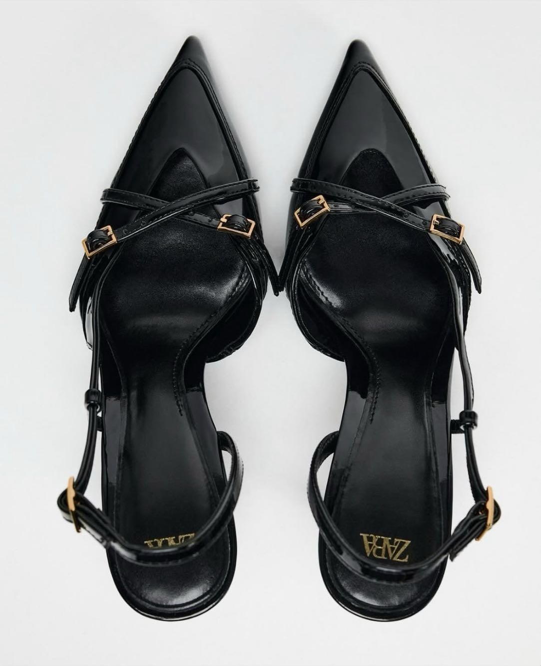escarpins noir à brides et boucles - Zara