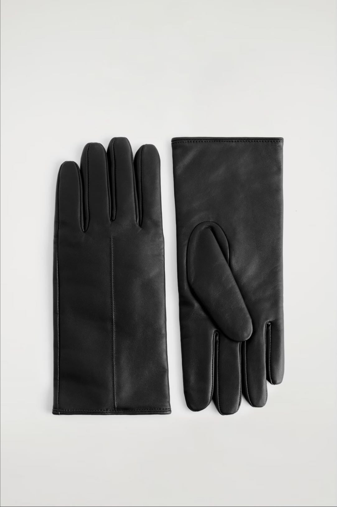 gants noirs cuir doublés cachemire - COS
