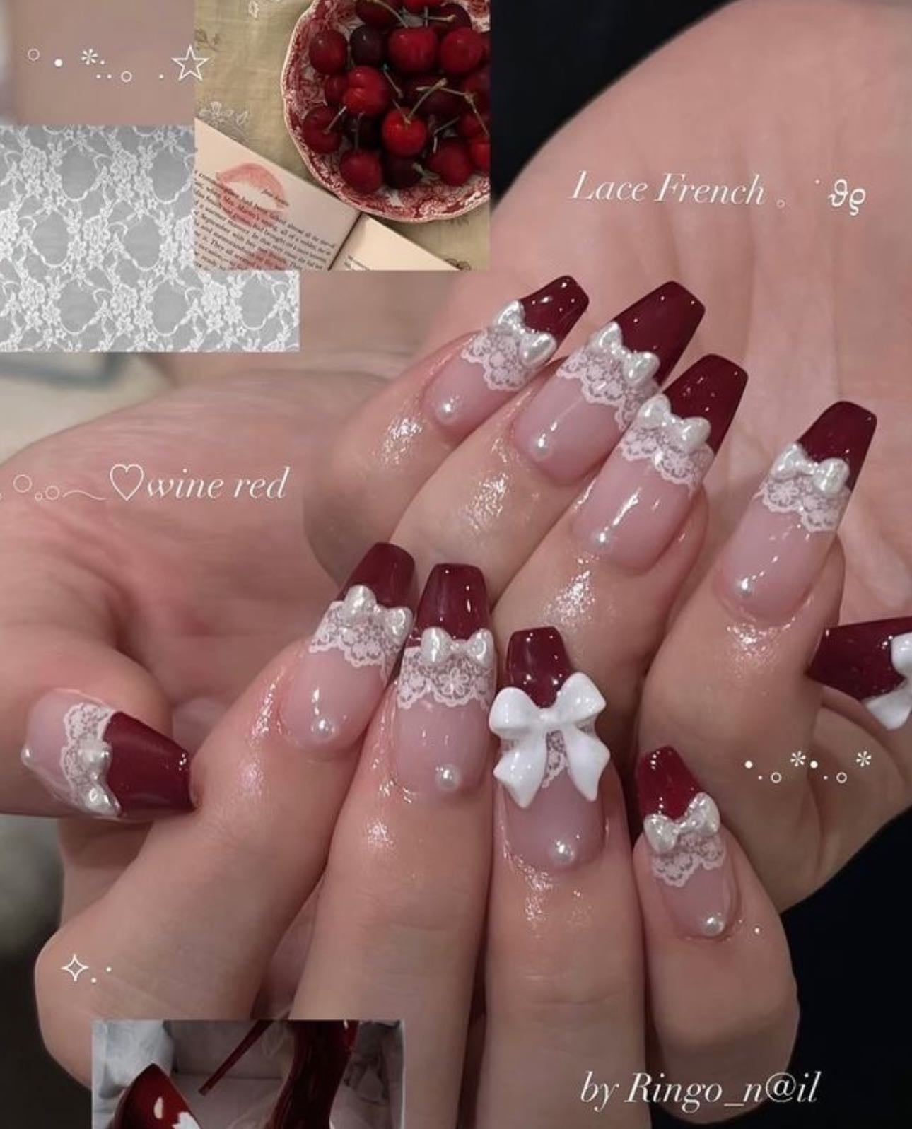 Red French tip w ribbon