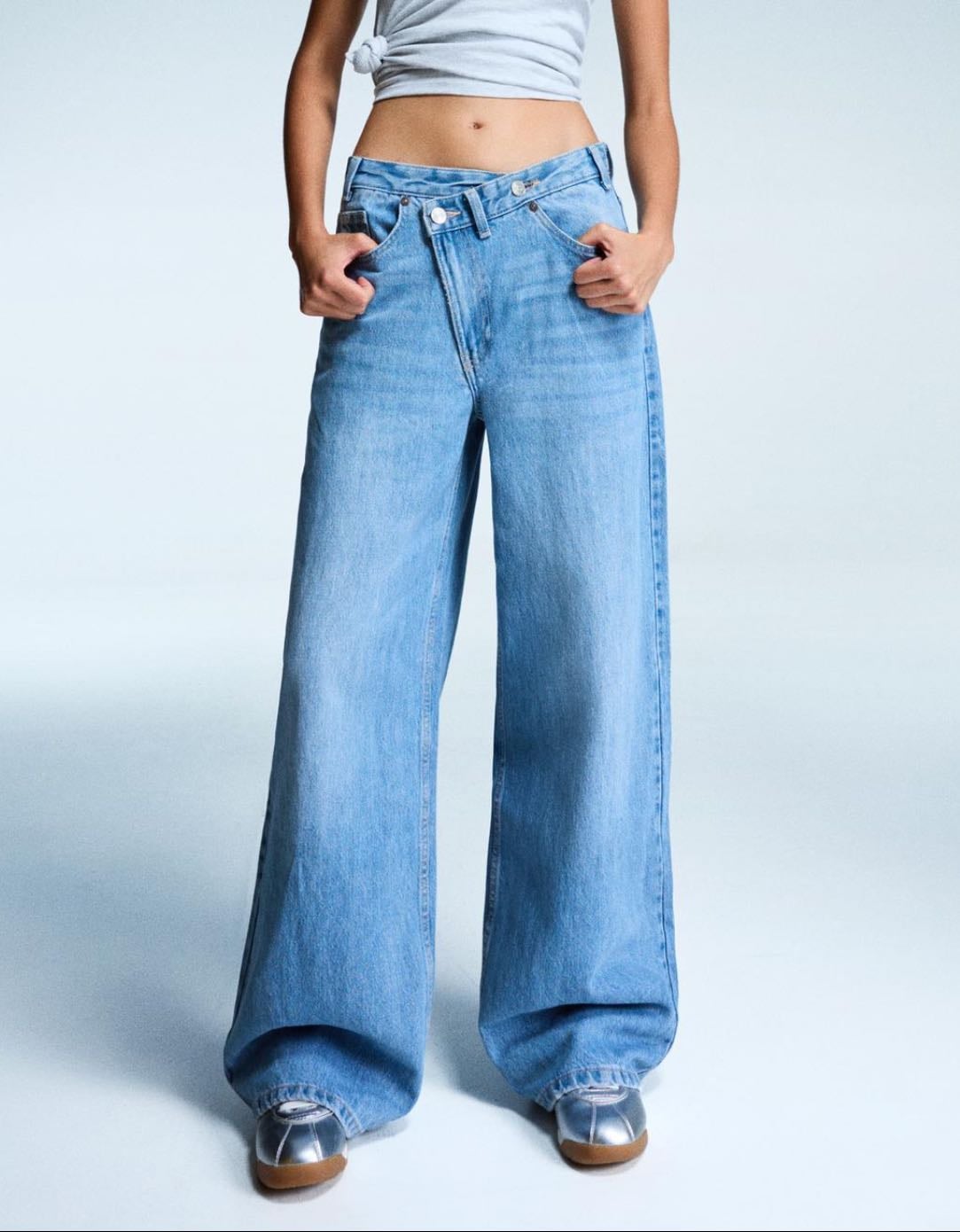 Jeans wide leg cintura cruzada - Bershka