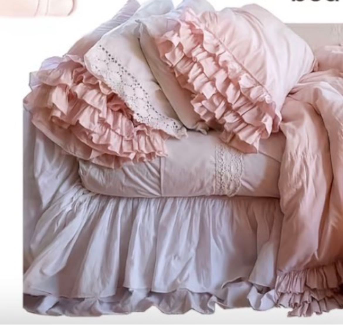 Pink ruffle bedding
