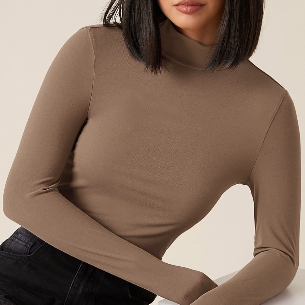 Top Marrón cuello alto - ID: 3361184