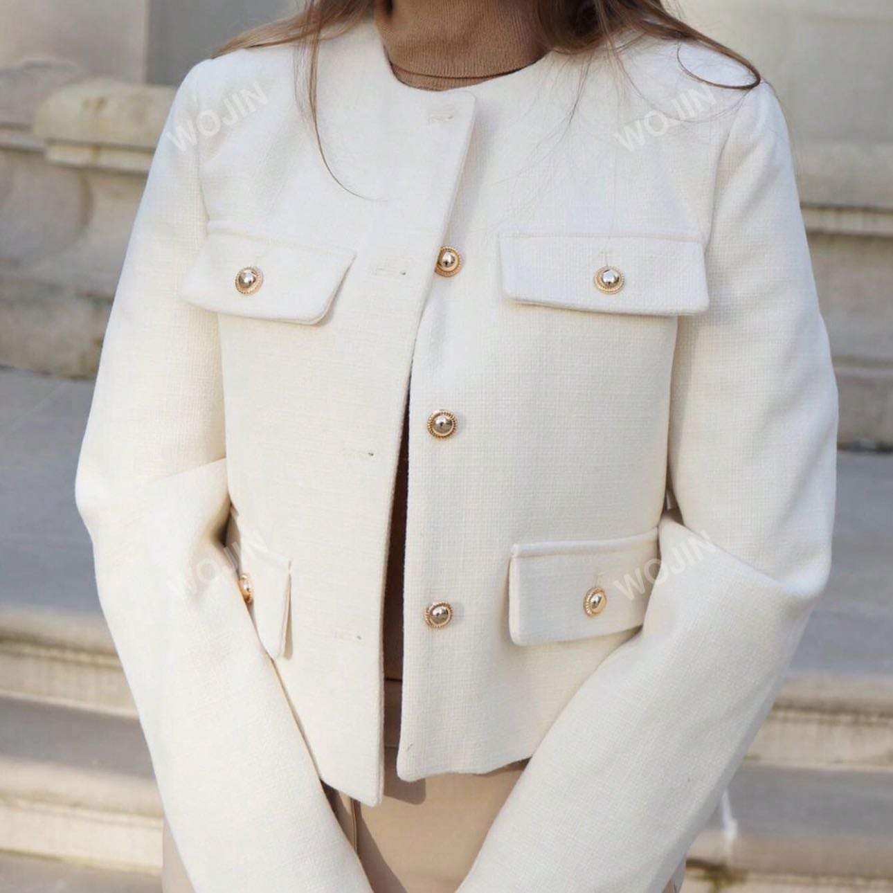 Chaqueta Tweed Blanca - ID: 36306385