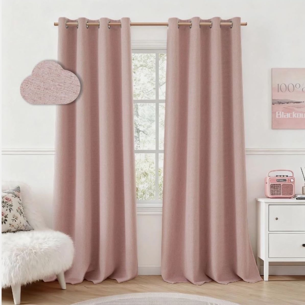 pink curtains