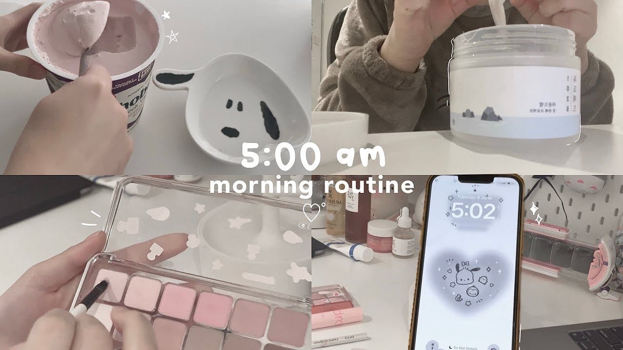 waking up at 5am ⊹♡ cozy and productive morning routine, self care, studying, uni exam week - YouTube