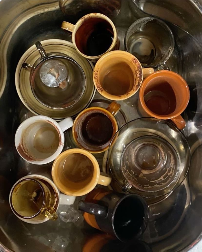used dishes everywhere