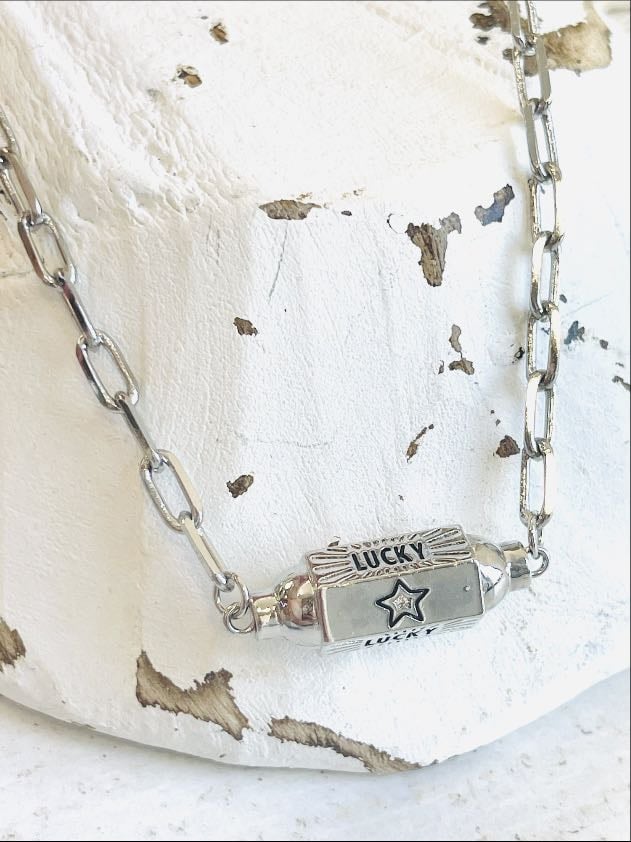 silver LICKY necklace emma lou's boutique