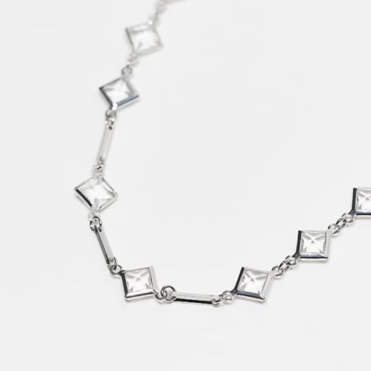 reclaimed vintage unisex bracelet with stones in silver - asos