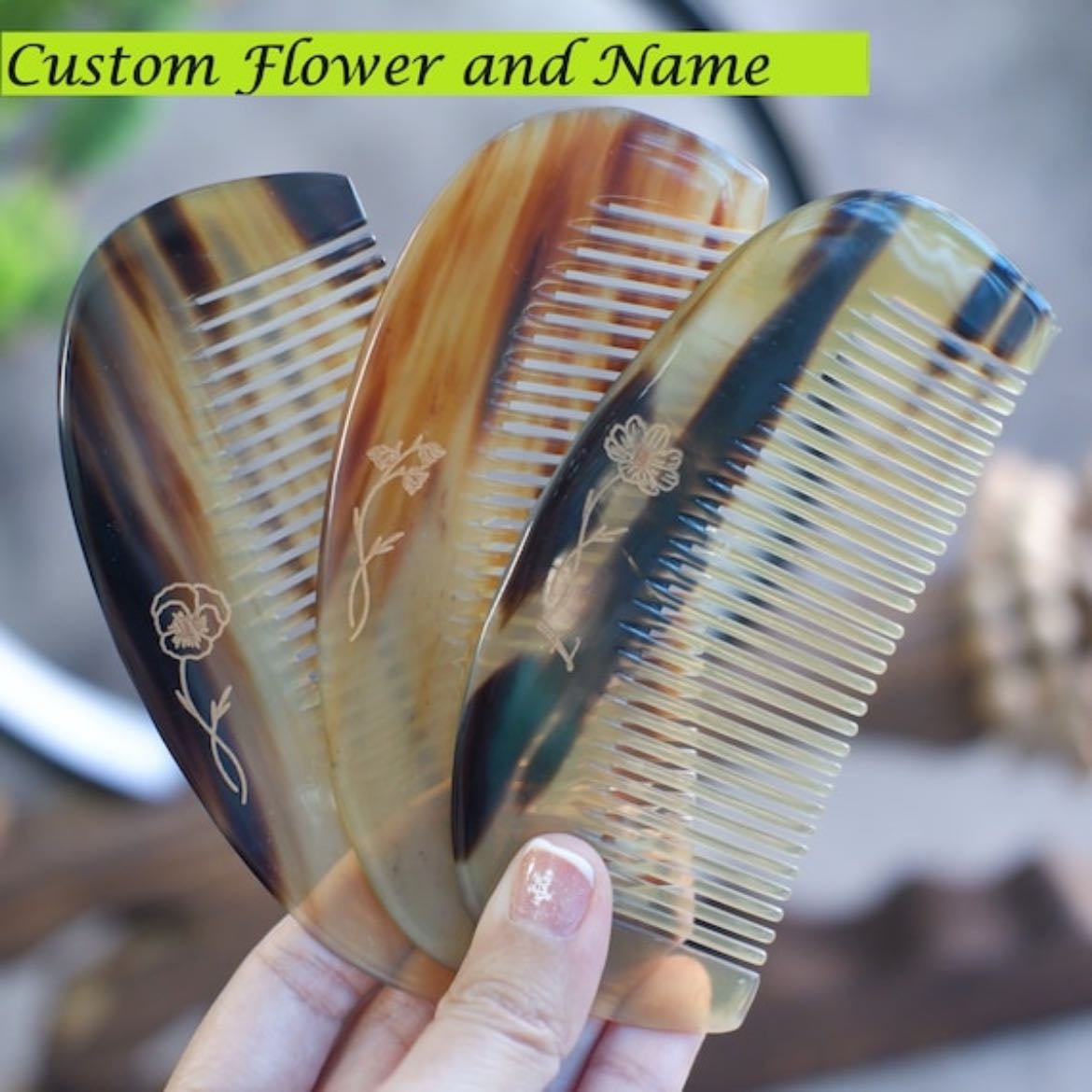 Custom Name Pocket Comb With Birth Flower - $11