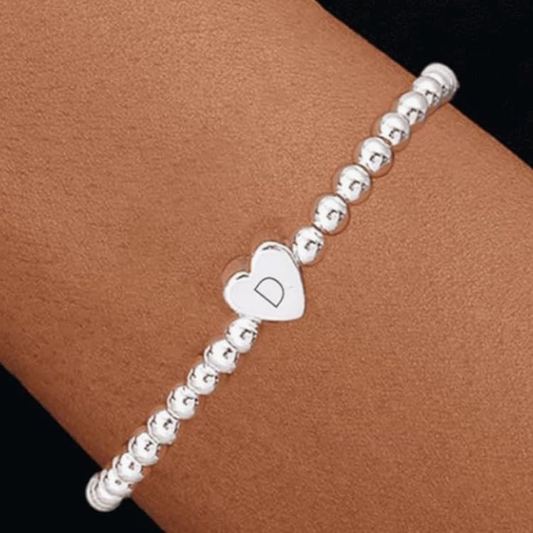 dainty heart initial bracelet stretch bead ball bracelet - amazon: thaivor