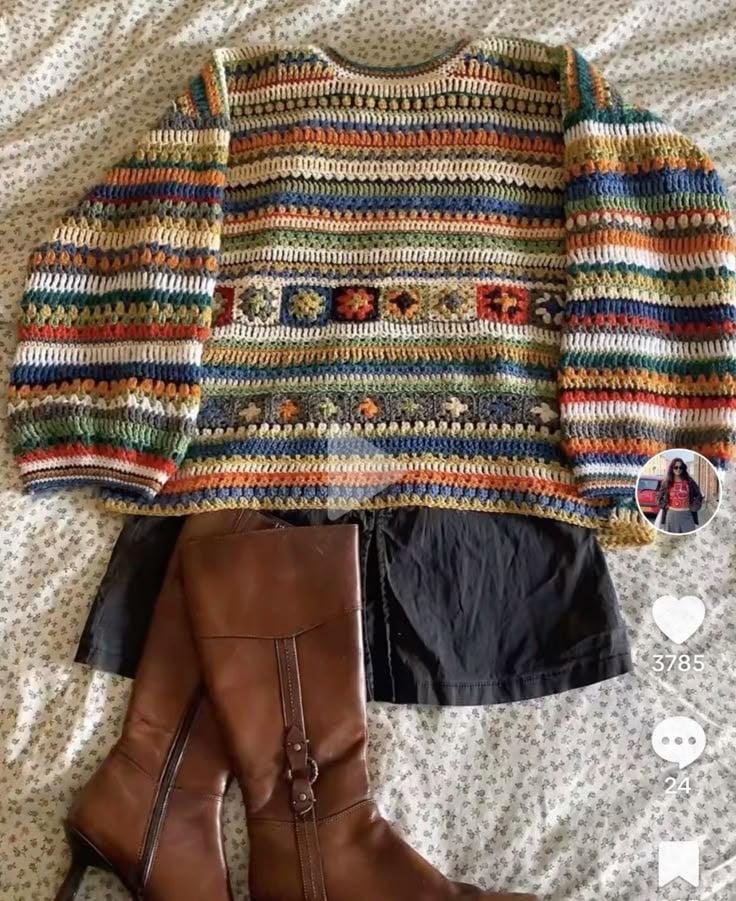 Scrap yarn sweater - Pinterest