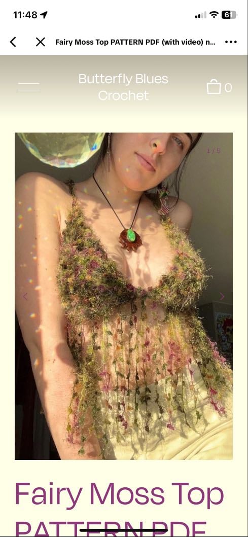 Fairy Moss Top PATTERN PDF (with video) not the physical item! — Butterfly Blues Crochet - Butterfly Blues Crochet