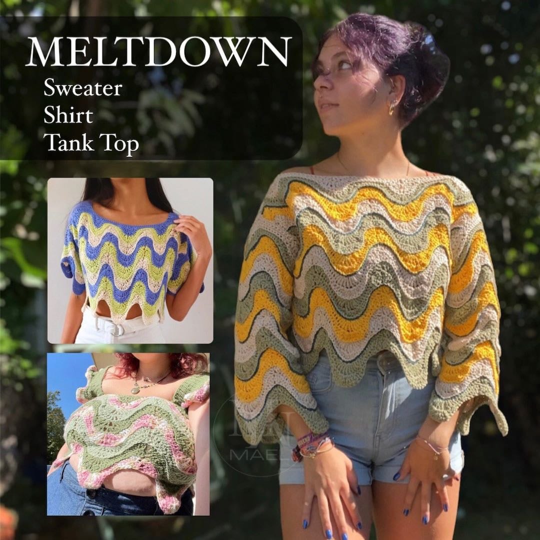 Meltdown Sweater/shirt/top/tank Top- Wavy -PDF Crochet Pattern - Made to Measure - Size Inclusive - MAELI Designs - Etsy