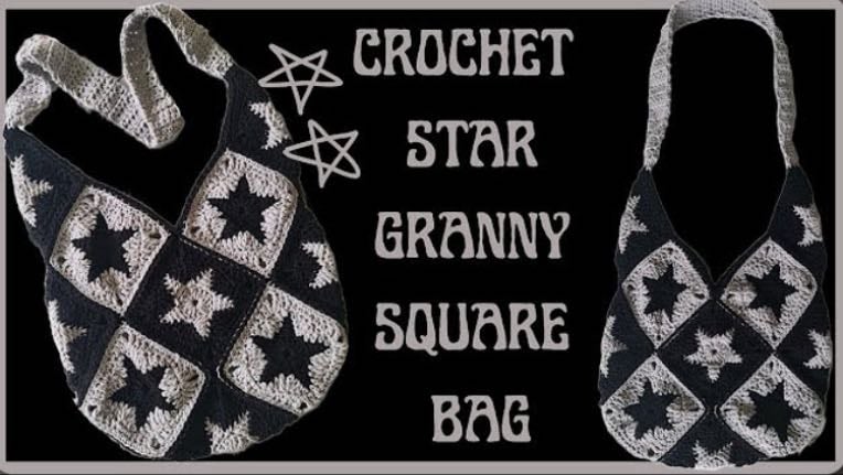 Star granny square bag - YouTube