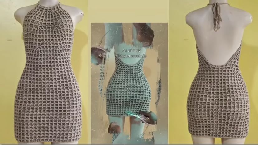 Halter dress waffle stitch - YouTube