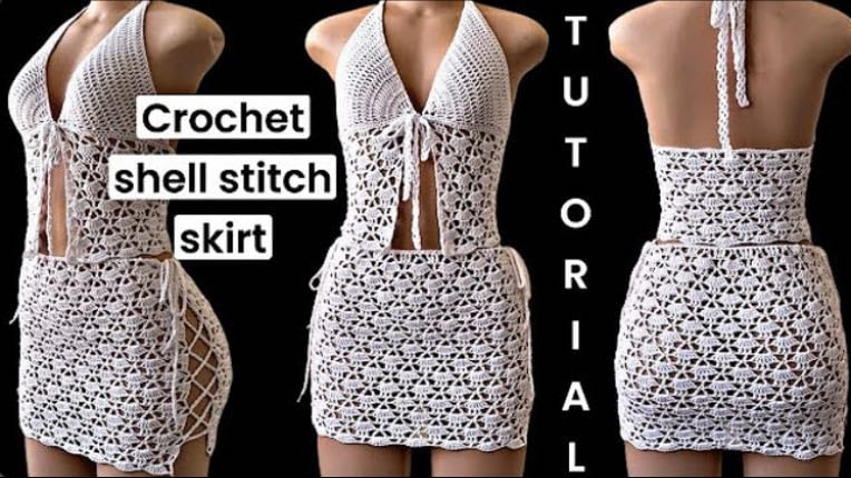 Shell stitch skirt - YouTube