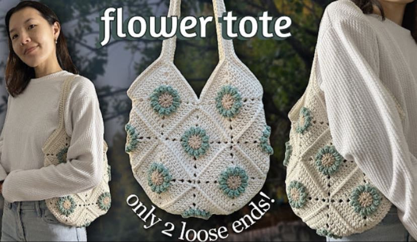 Flower granny square tote bag - YouTube