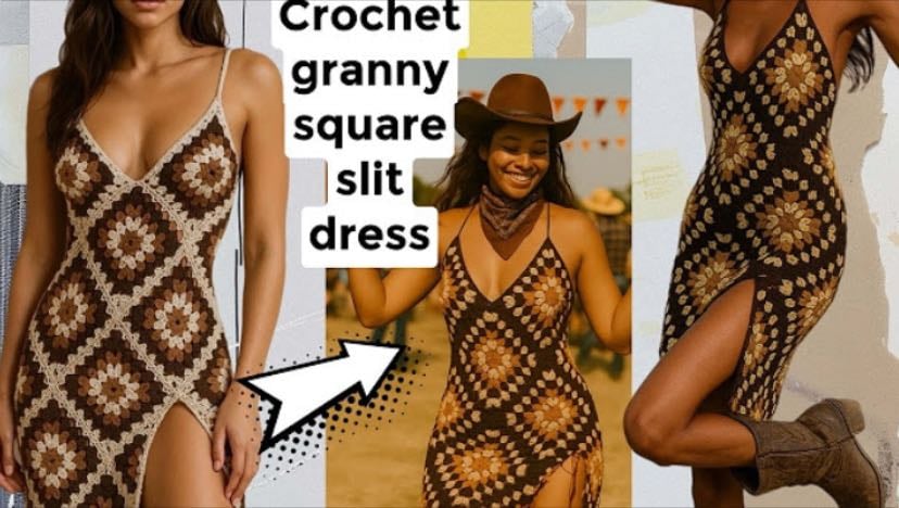 Granny square slit dress - YouTube