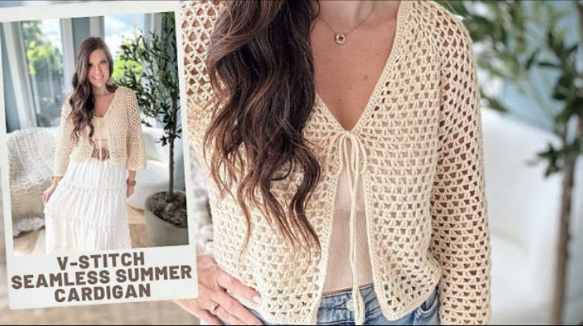 V-stitch seamless summer cardigan - YouTube