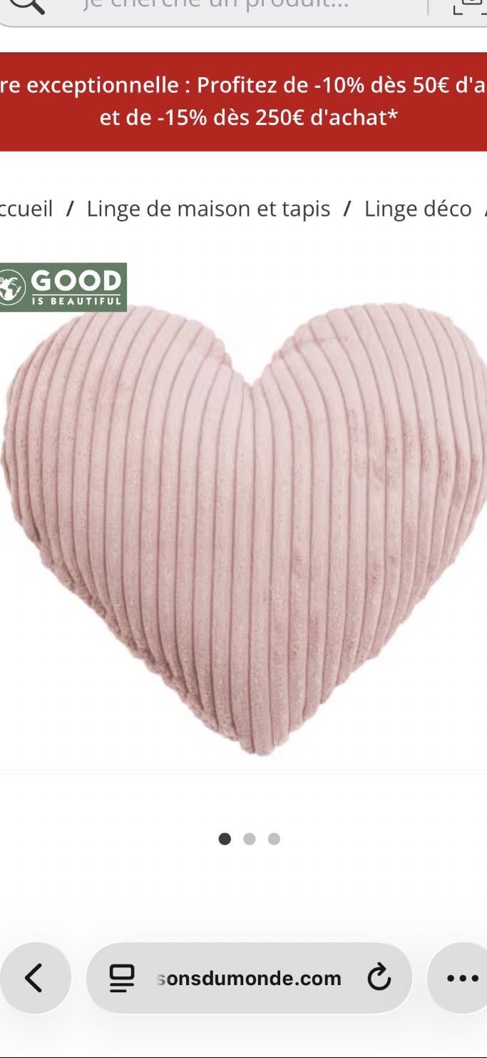 Coussin cœur - Shara - Coussin petit cœur velours cotelé rose env. 32 cm
Maison du monde
19.90€