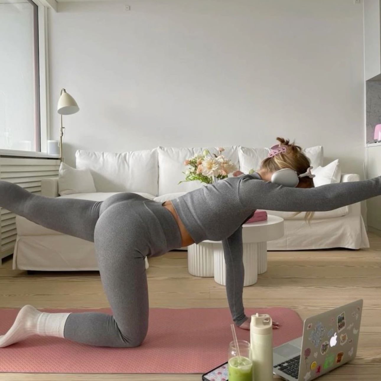 Doing morning stretches to Mozart