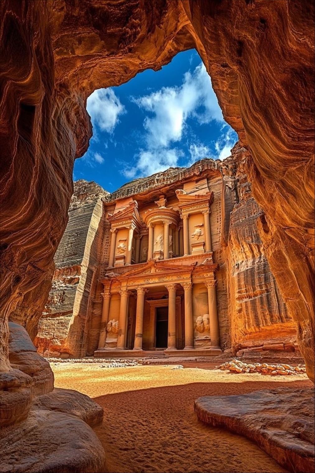 Explore Petra - Walk through the Rose City carved into rock.