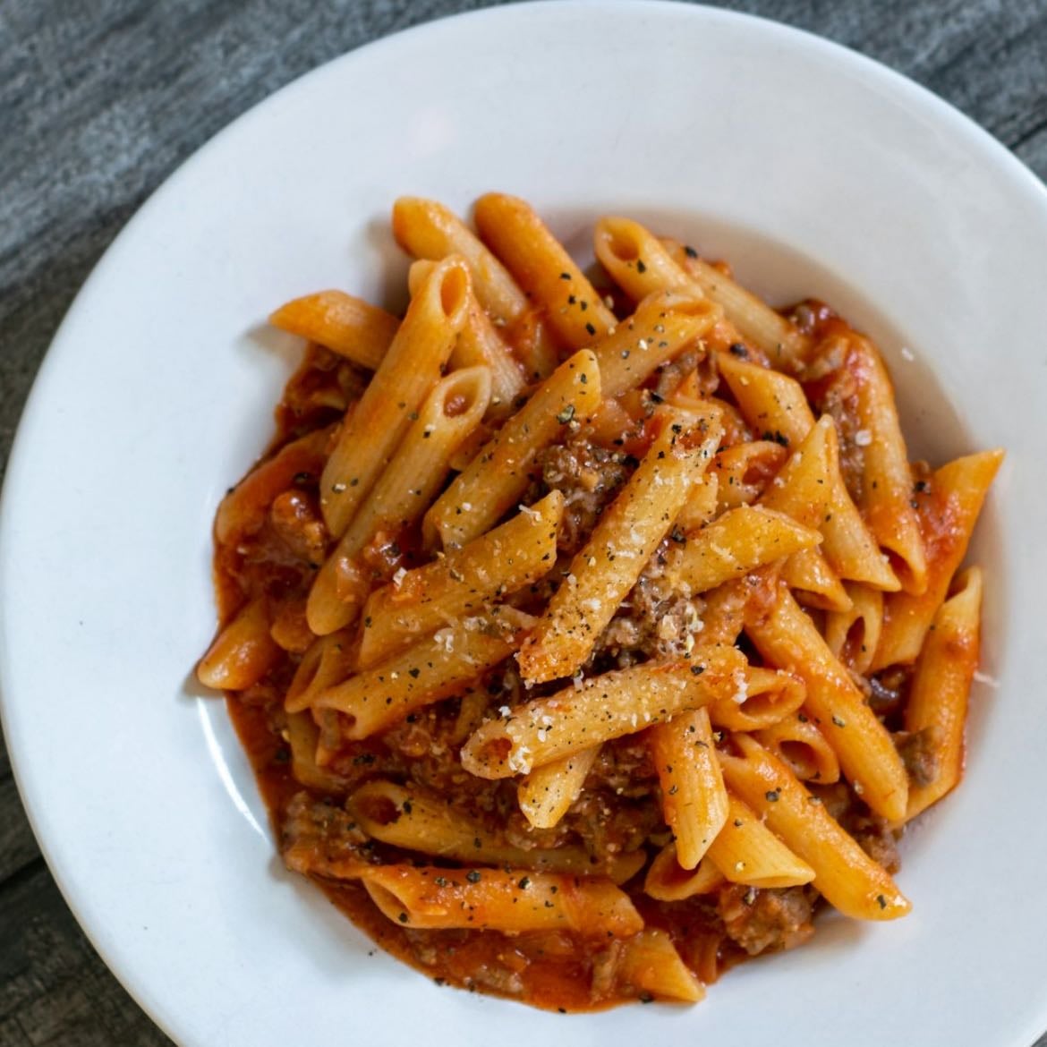 Pasta - any chosen toppings including; tomato sauce, cheese sauce etc.