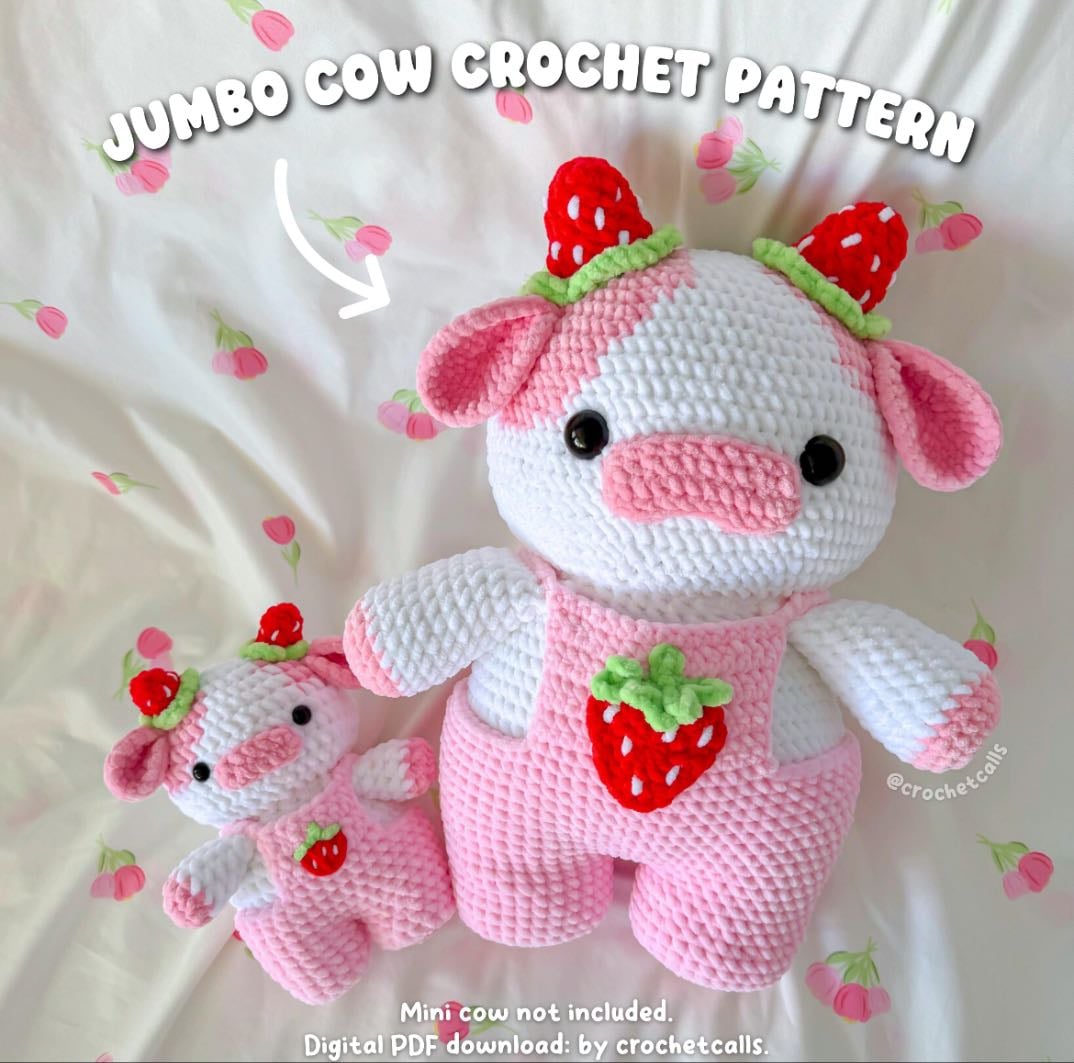 Jumbo Strawberry cow - Paid pattern
Instagram: crochetcalls
Note: there are free mods. Check them out on the amigurumi (free pattern) category