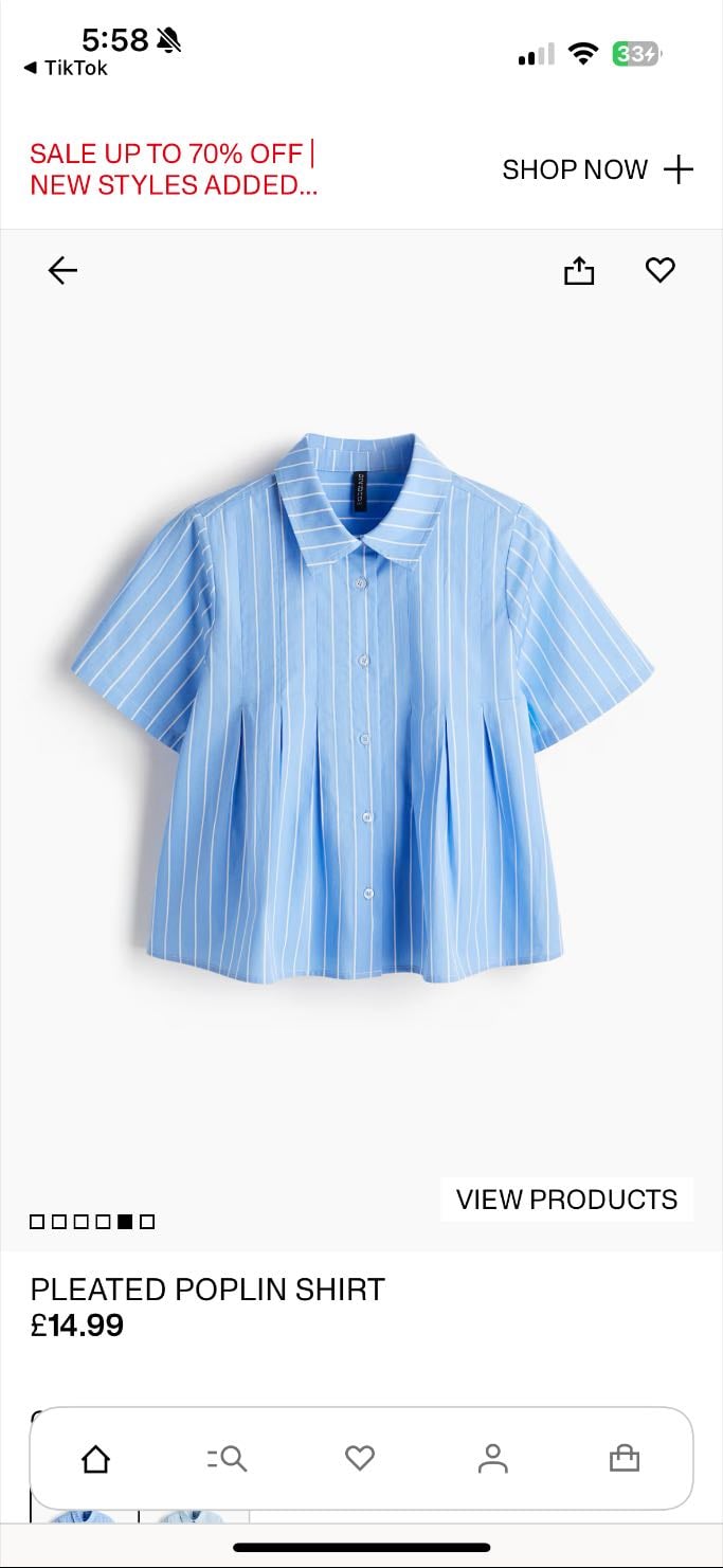 pleated poplin shirt - h&m