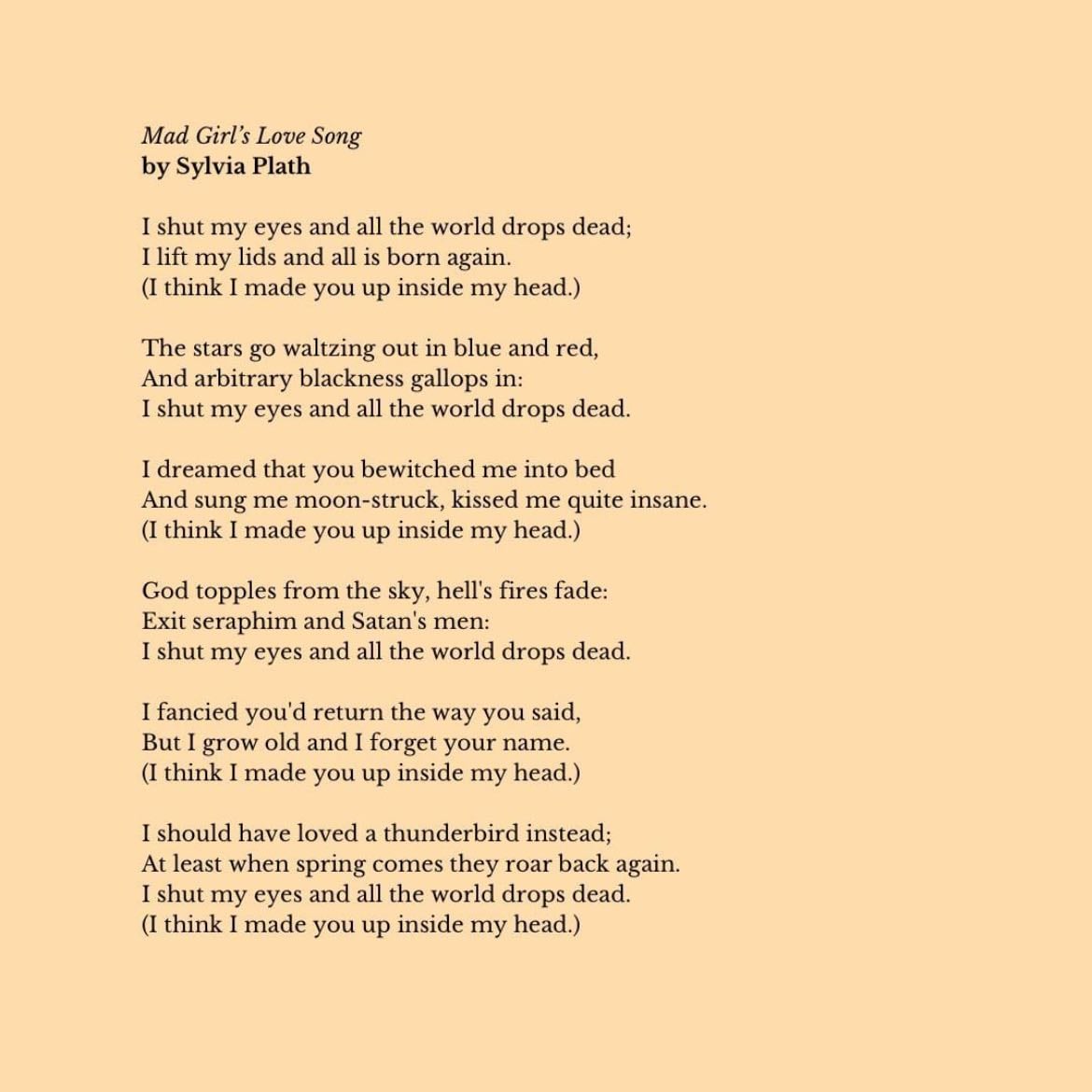 Mad Girl’s Love Song - Sylvia Plath