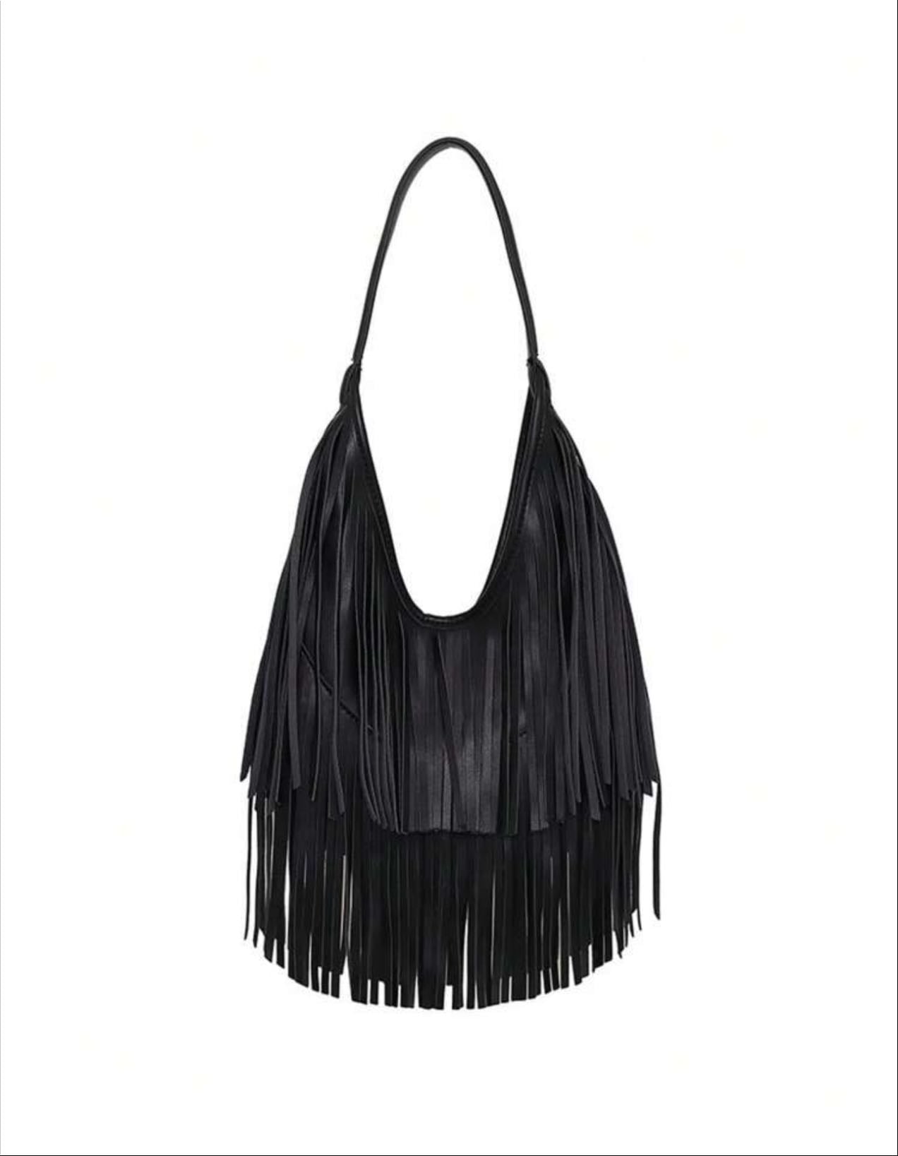 Bolsa de franja grande preta - SHEIN