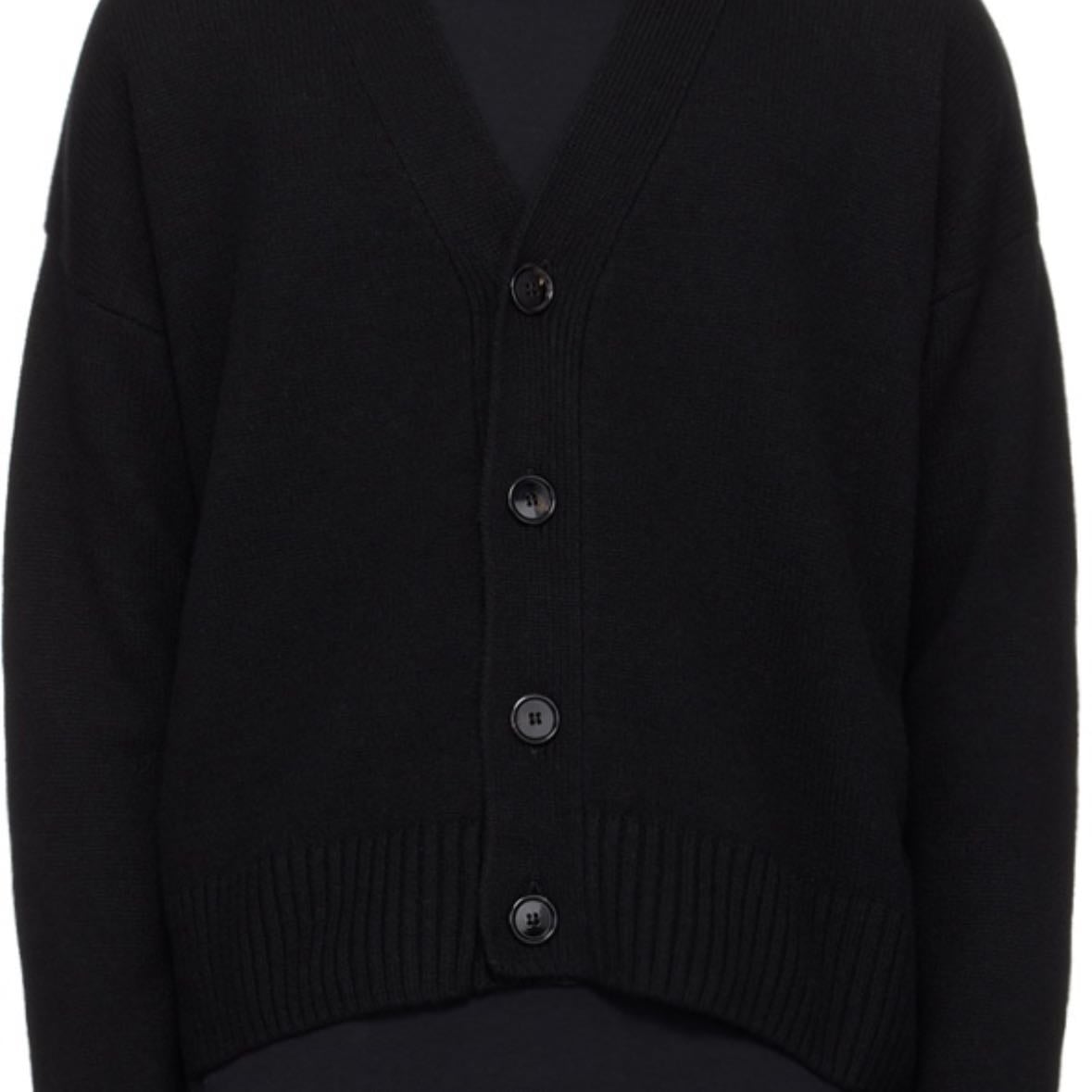 Ami paris cropped cardigan negro